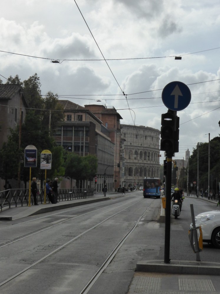 The Colosseum at the end of the road