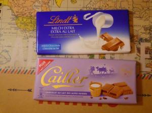Lindt and Cailler chocolate wrappers