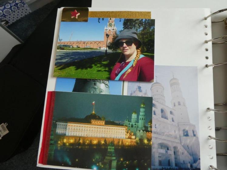 Another busy page. At the top is a folded concertina of photos. At the bottom is a hinged photo. There are other photos visible underneath them both.