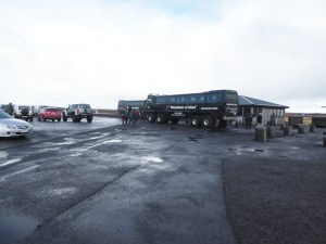 A large glacier truck in the Gullfoss car park - a big black truck, although not as big as the one I took the selfie with earlier.