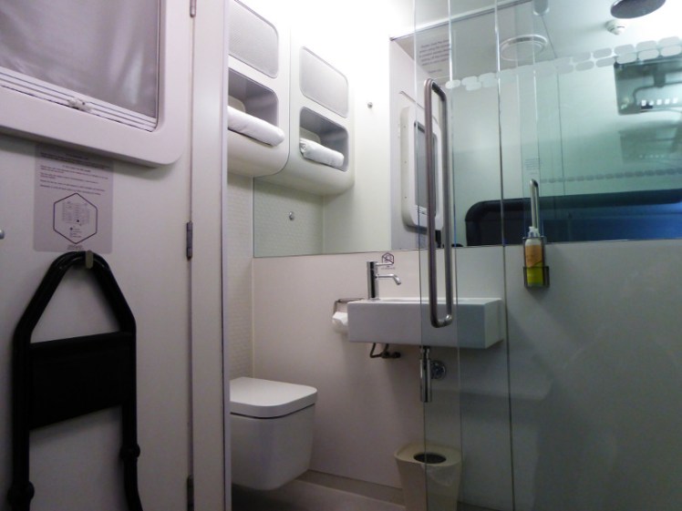 Bathroom in Yotel Gatwick cabin