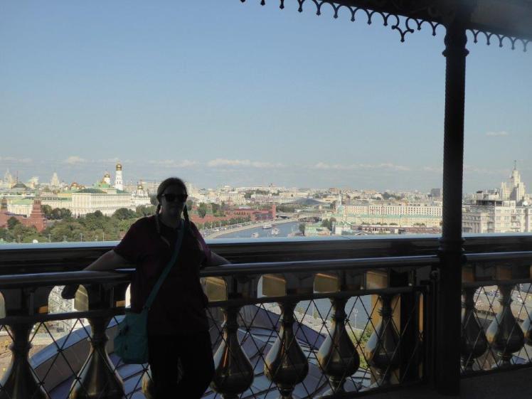 Selfie in the galleries of the Cathedral of Christ the Saviour, Moscow - with the Kremlin in the background