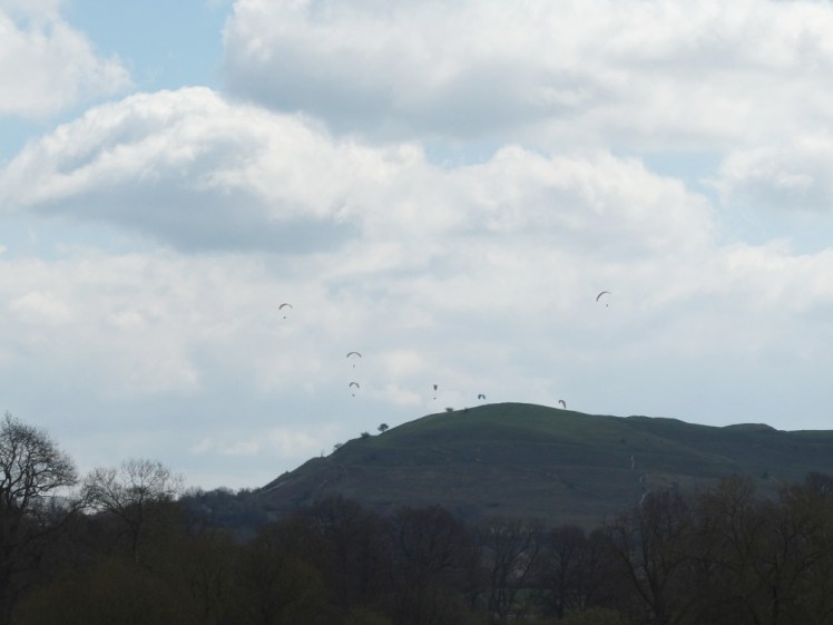 Paragliders over Hambledon Hill