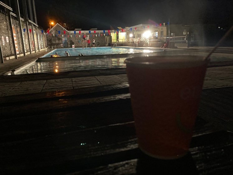 Hot chocolate at the moonlight swim
