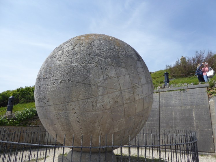 The Globe, Durlston - a huge carved stone globe, sittin