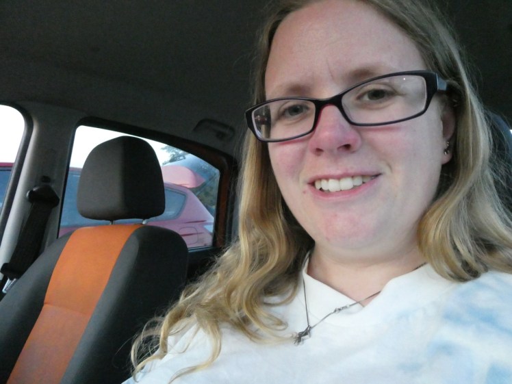 In the passenger seat of my car at the Longleat Night Glow