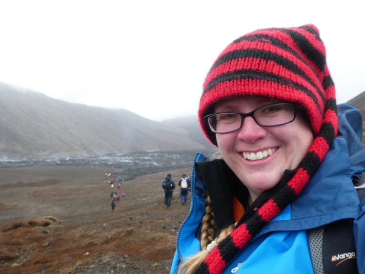 Selfie on a miserable misty day, but looking very happy because the 2021 lava flow is steaming away behind me.