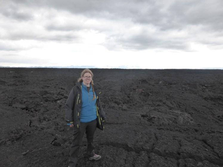 Standing on the fresh lava at Holuhraun
