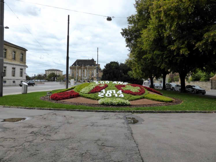 A floral display celebrating the 200th anniversary of Neuchatel joining Switzerland.