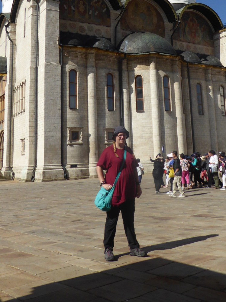 Wearing my red pocket t-shirt, hat and hiking trousers