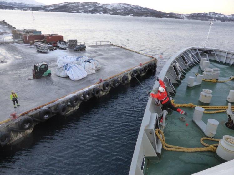 Hurtigruten MS Nordlys docking at Finnsnes