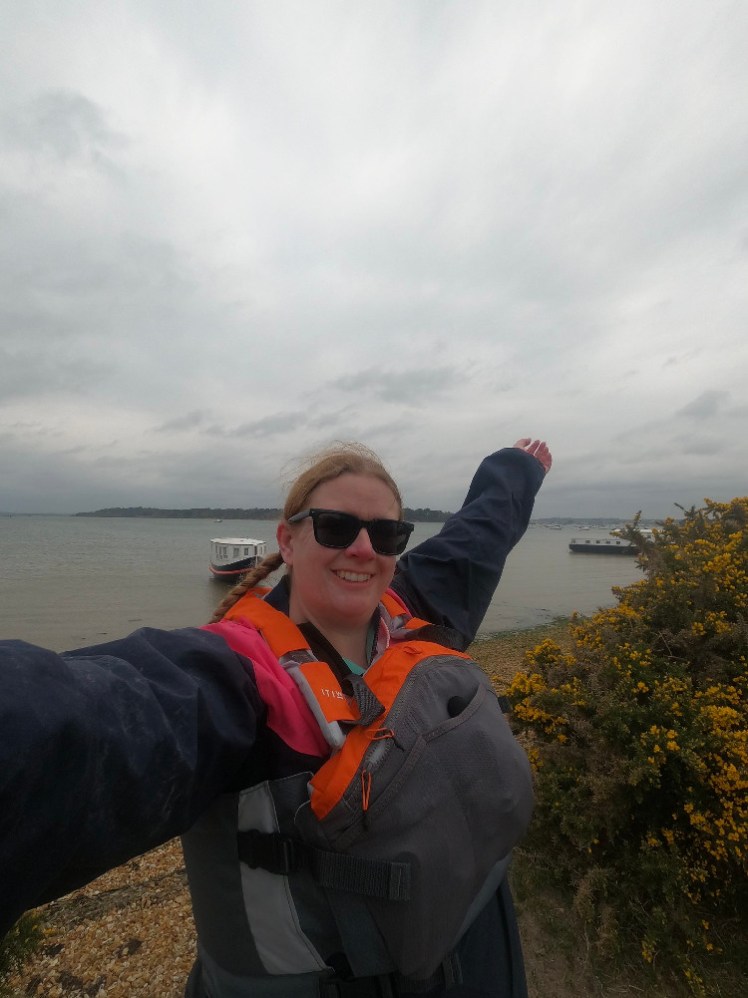 Me, in my kayaking kit, on the edge of the harbour on a grey day, nonetheless looking triumphant. I haven't actually been out on the water yet...