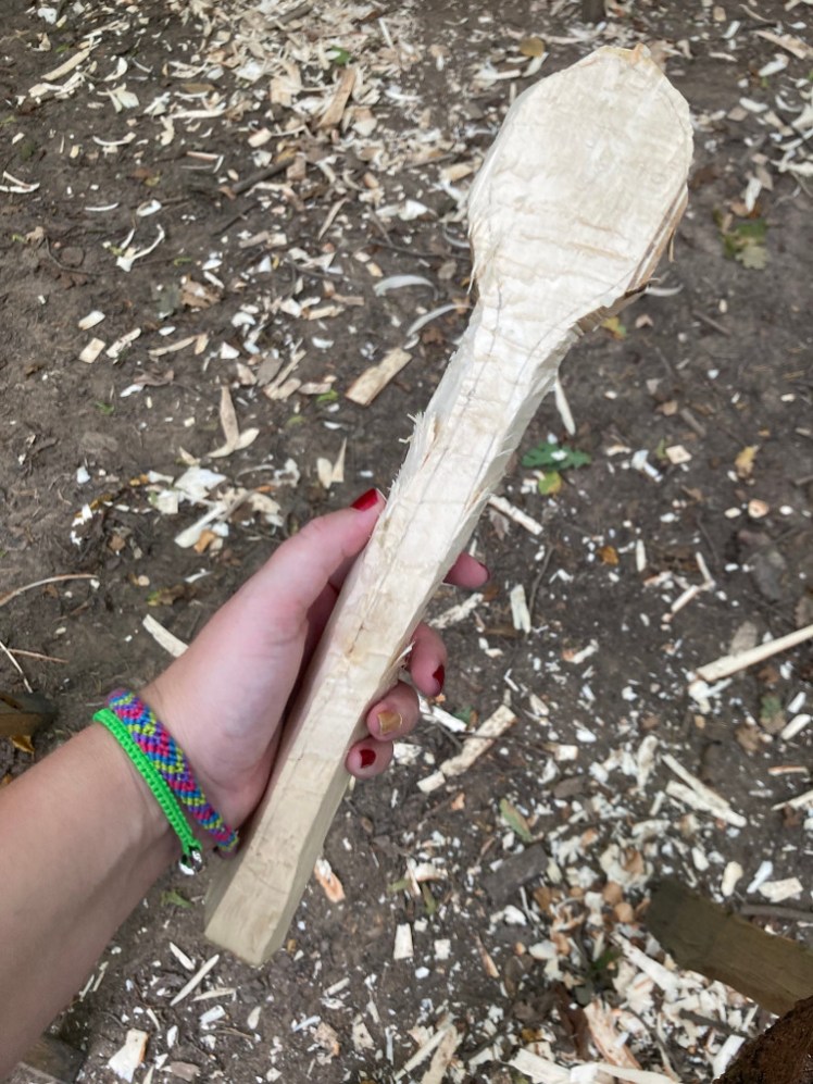 My spoon when carved out of the wood with the axe
