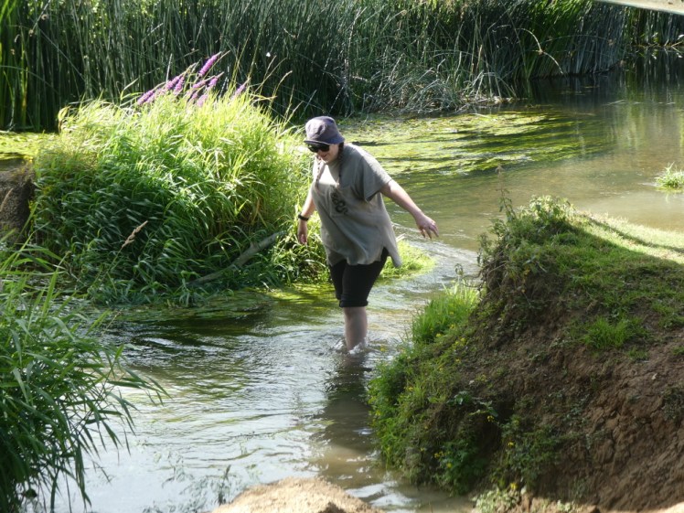 Paddling in the river near Shillingstone in the summer