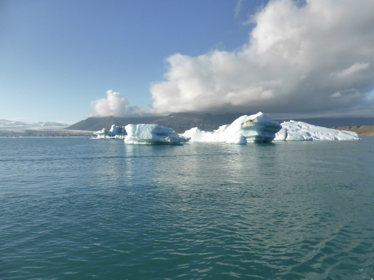 Icebergs looming in the lagoon