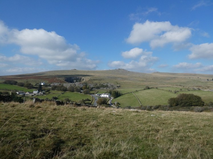 The field boundary and more tors in the distance