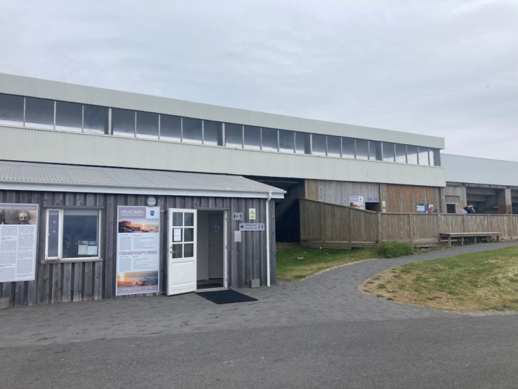 The Guðlaug building and the stadium decking under which you get changed.