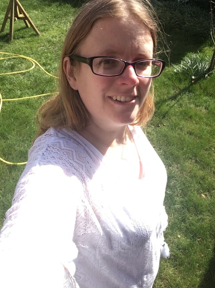 Selfie in the garden in my white lacy dress