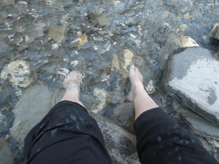 Our Chalet Challenge: Physical - my feet in the river