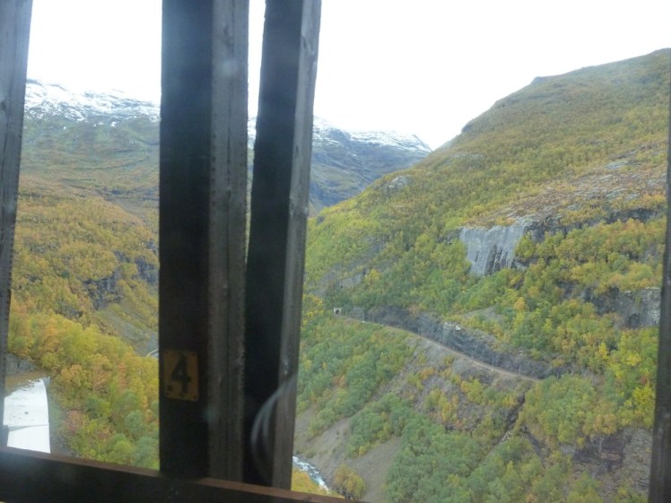 View of the mountains from a snow shelter