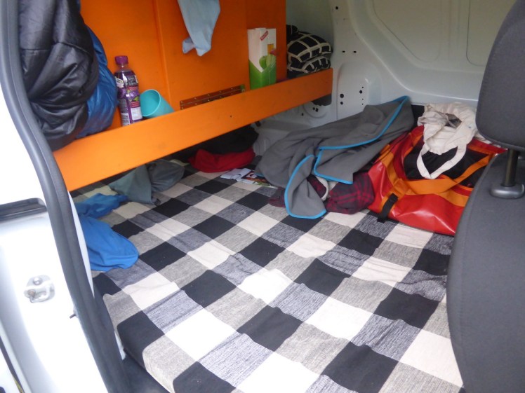 Inside the van on a normal day. Food