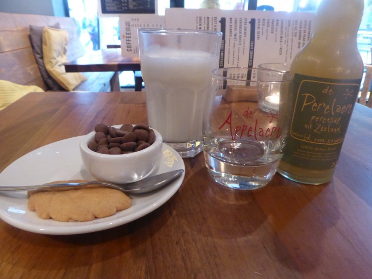 Drinks in a Haarlem creperie while waiting for crepes