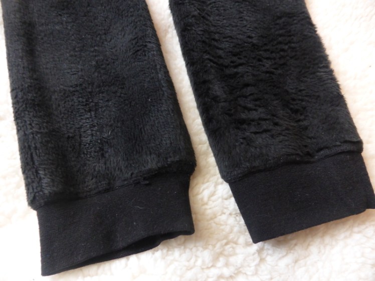 velvet leggings inside out to show furry lining