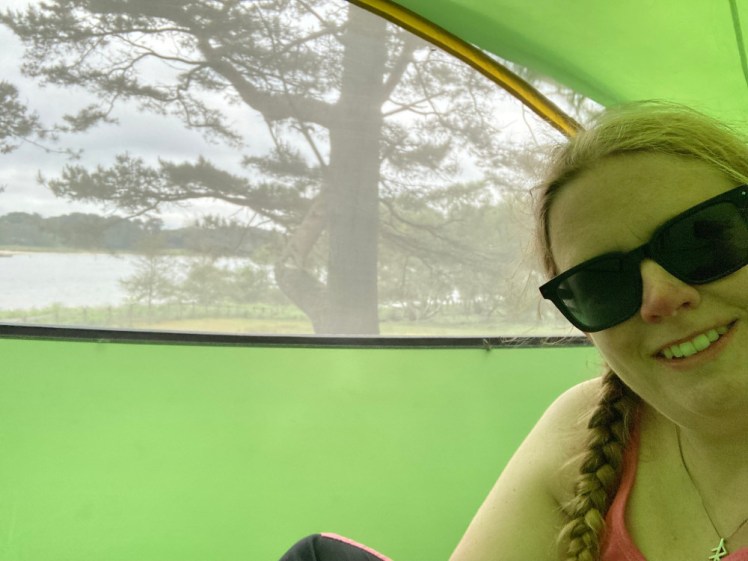 Me and the view inside the tent