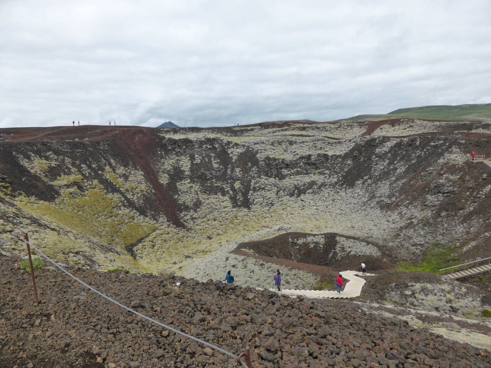 The path down into Big Grábrók's crater. The rim of the volcano is bigger than I remember and the crater itself is very mossy.