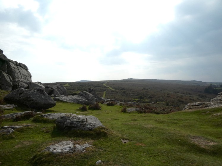 Looking uphill towards my car from Bonehill Rocks