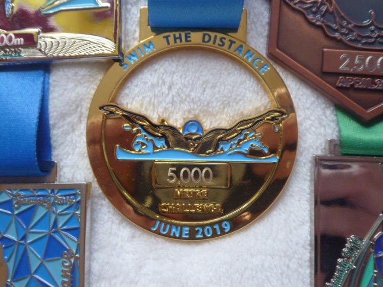 Virtual swimming medal, June 2019, 5km