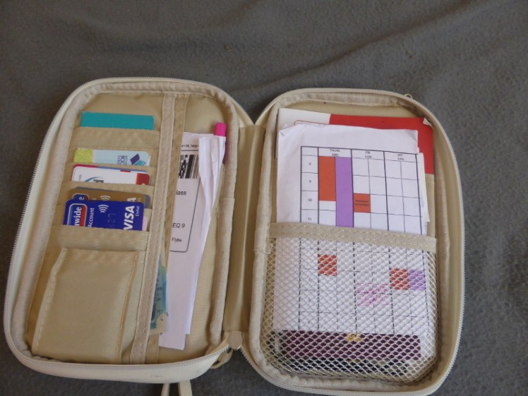 Inside the travel wallet I used in Edinburgh