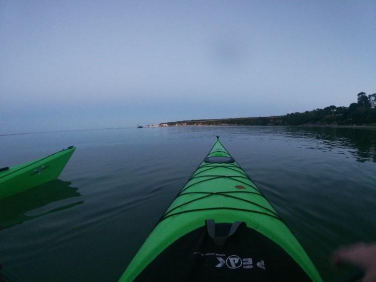 My kayak heading across Studland Bay