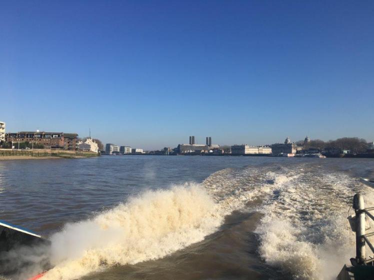 Flying down the Thames on the Clipper catamaran