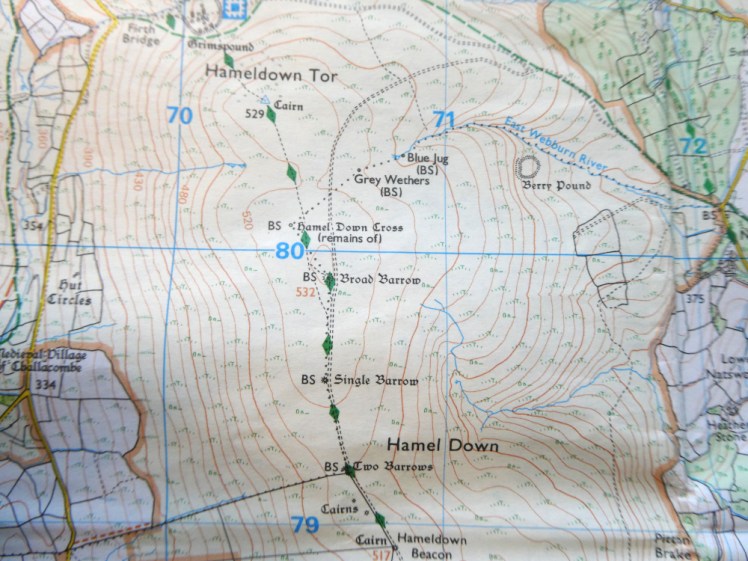 Hameldown on the map, showing assorted historical features.
