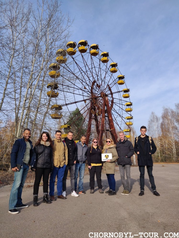 Tour group photo in Pripyat