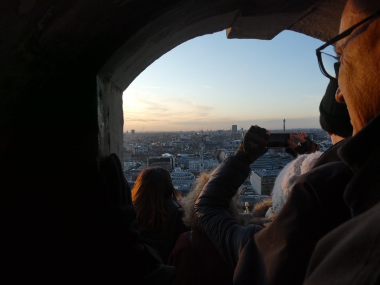 Crowd/queue trying to get out onto the Golden Gallery