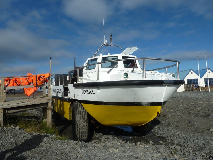 Amphibian boat at its land jetty ready for loading