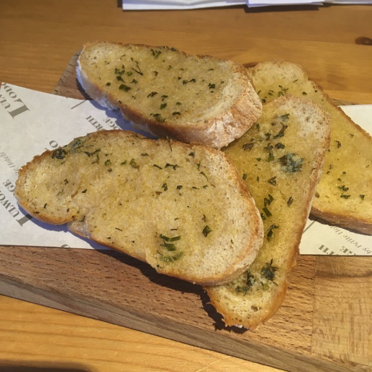 Sourdough garlic bread at the Lulworth Lodge