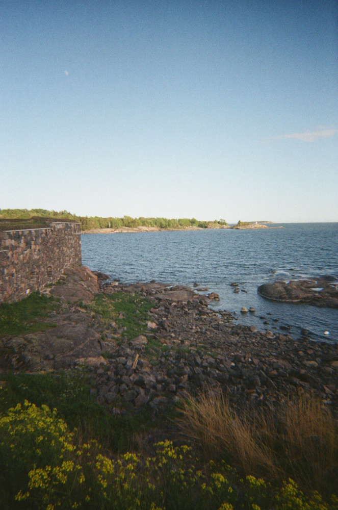 The southern point of Suomenlinna, where the sea meets the island and the massive walls of the fortress.