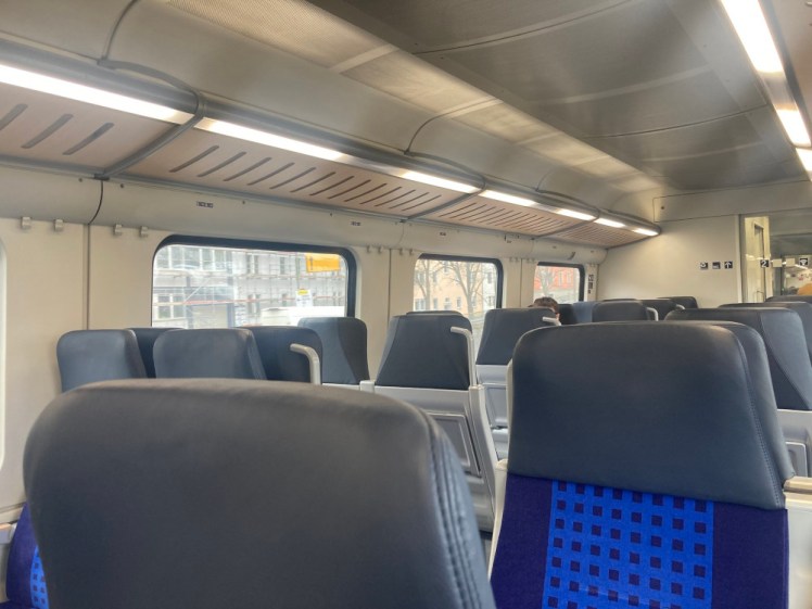 The carriage of the train from Wurzburg to Bad Kissingen, which is a perfectly pleasant standard train but not as comfortable as the ICEs.
