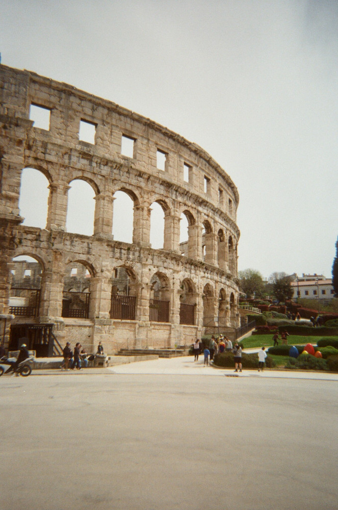 A portrait photo of the Arena, from the opposite end to the very first picture of this post, showing the end that disappears into gardens rather than into a road and a street of houses.