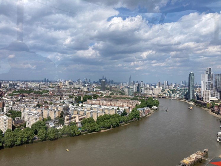 The view from the glass lift looking east towards the centre of London. If you look carefully, you can pick out things like the Shard, the London Eye, Parliament and Westminster Abbey.