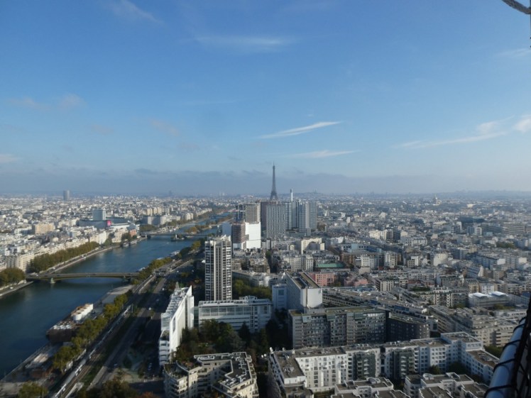 Another view north, this time less zoomed in so while you can still see the Eiffel Tower cut off in the distance, you can see the river winding up towards it.