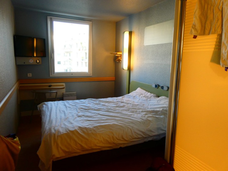My room at the Ibis Budget. It's just a smallish room with a double bed in the middle and a few basic furnishings.