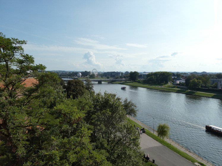 A view along the Vistula River towards the Krakow Eye from the walls of Wawel Castle.