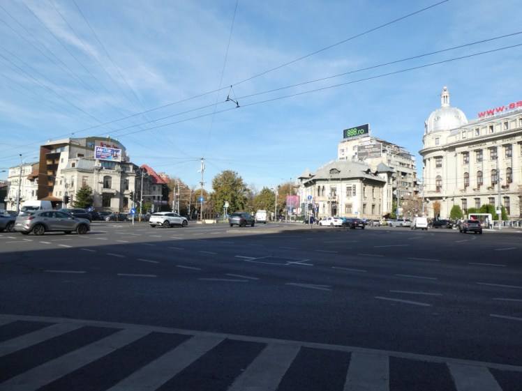 The older buildings around Piata Romana, noticeably smaller and lighter than most of the rest of Bucharest.