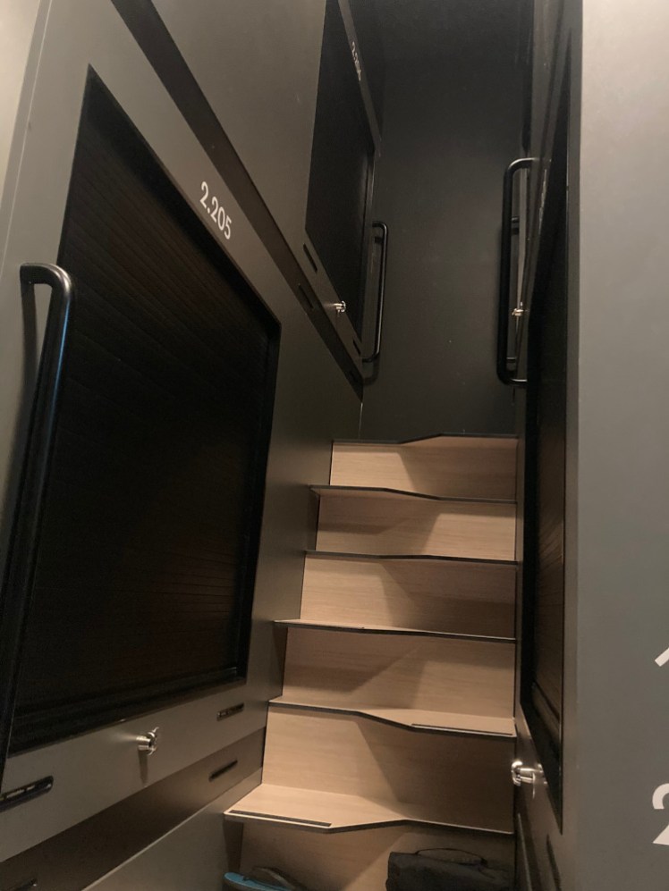 The steps up to my third-storey capsule.