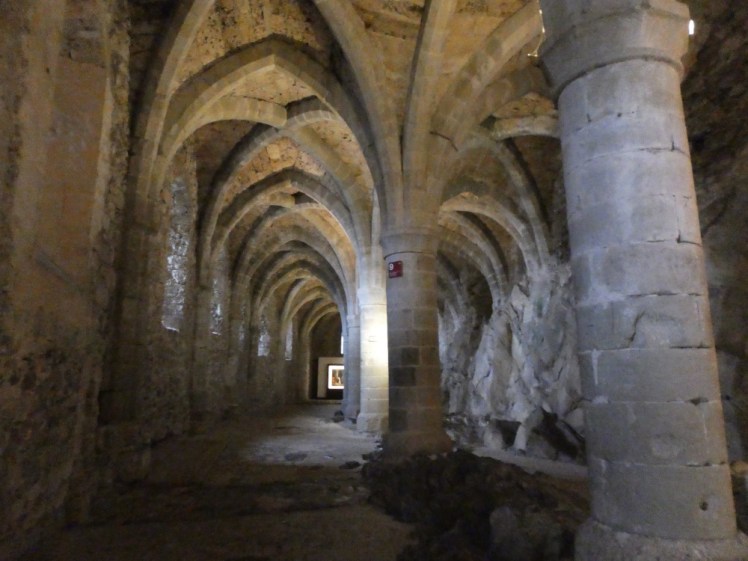 The vault Bonivard was chained in, which Byron visited. It's got a fairly rough natural floor but the room itself is carved ornately with Gothic vaulting.