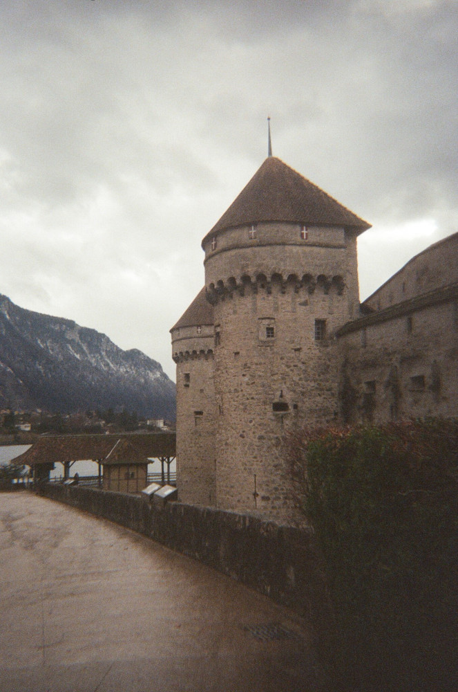 Chateau de Chillon as seen from the path approaching the gatehouse. This one's pretty good - a bit brown but otherwise very clear and well contrasted.